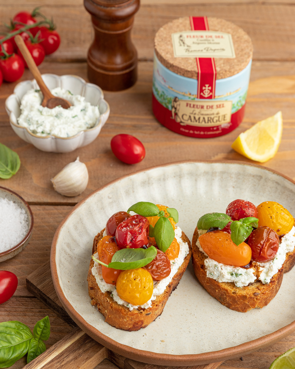 Bruschettas aux tomates rôties & ricotta