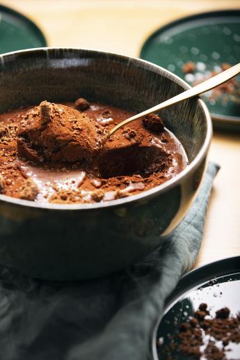 Mousse au chocolat noir, Caramel au beurre salé à la fleur de sel du Saunier de Camargue, Croustillant chocolat