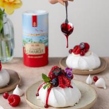 Pavlova aux fruits rouges et coulis à l’hibiscus 